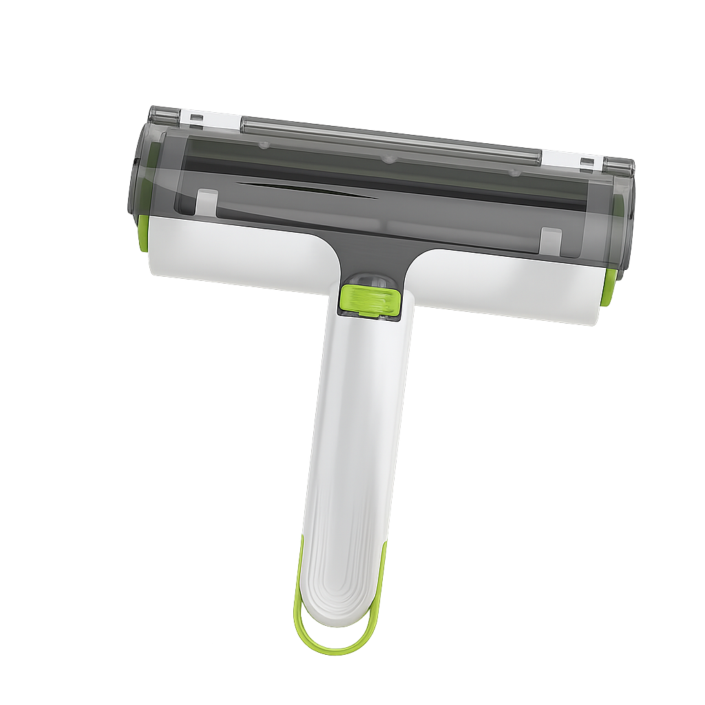 Cleaning tool with a white handle and gray top on a white background