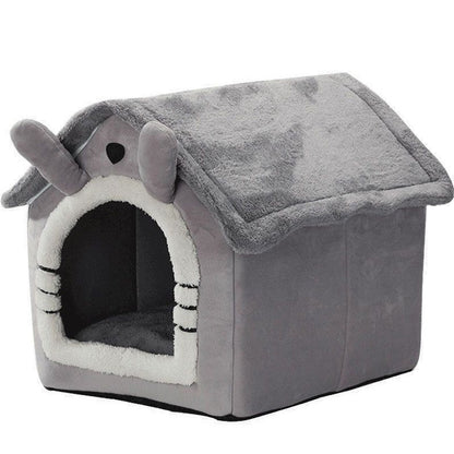 Gray pet house with a soft texture on a white background